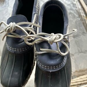 Navy and white Duck Boots with White Laces by LLBean
